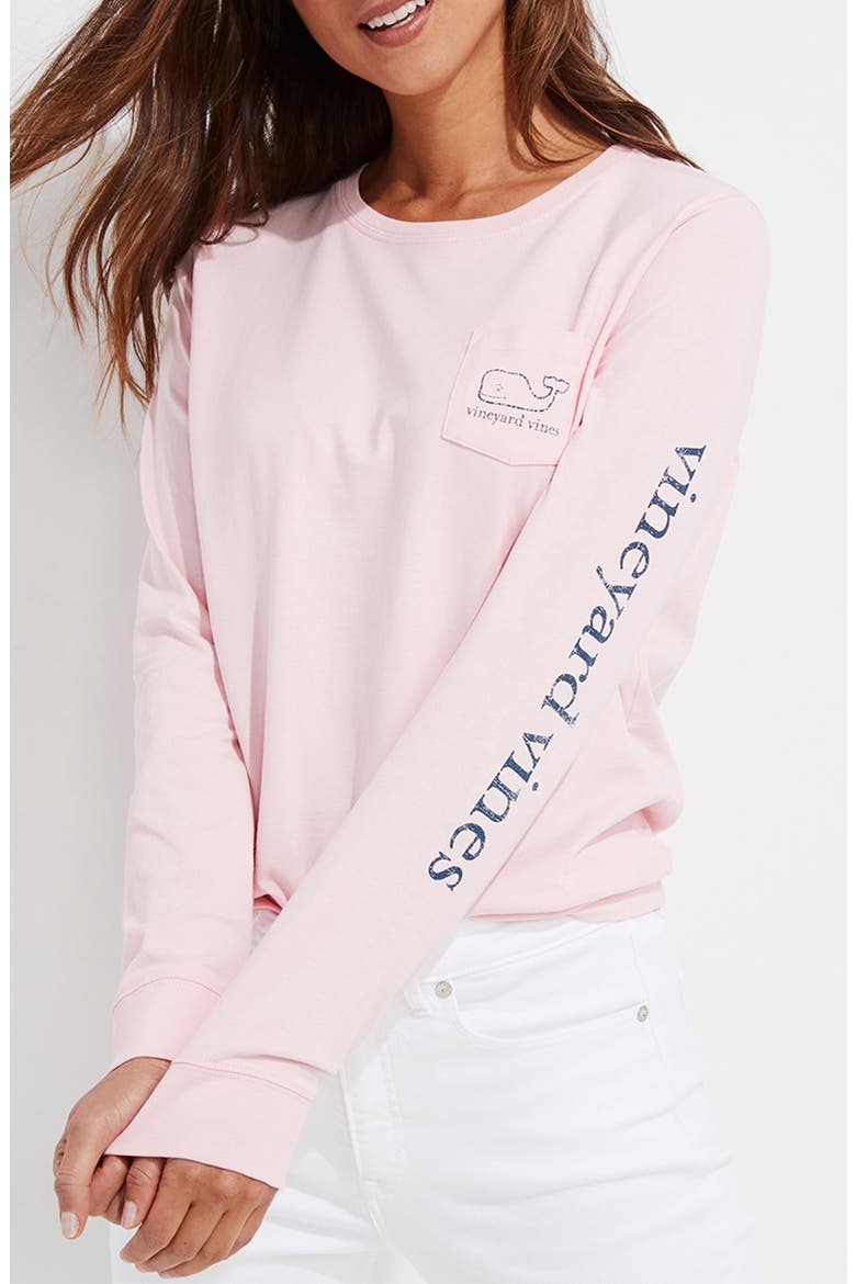 Whale Long Sleeve Pocket Graphic Tee, Main, color, FLAMINGO