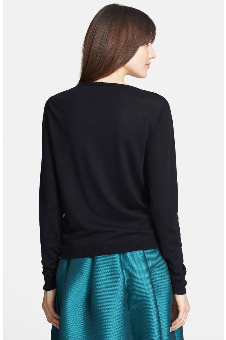 Faux Fur Stripe Merino Wool Pullover, Alternate, color, BLACK MULTI