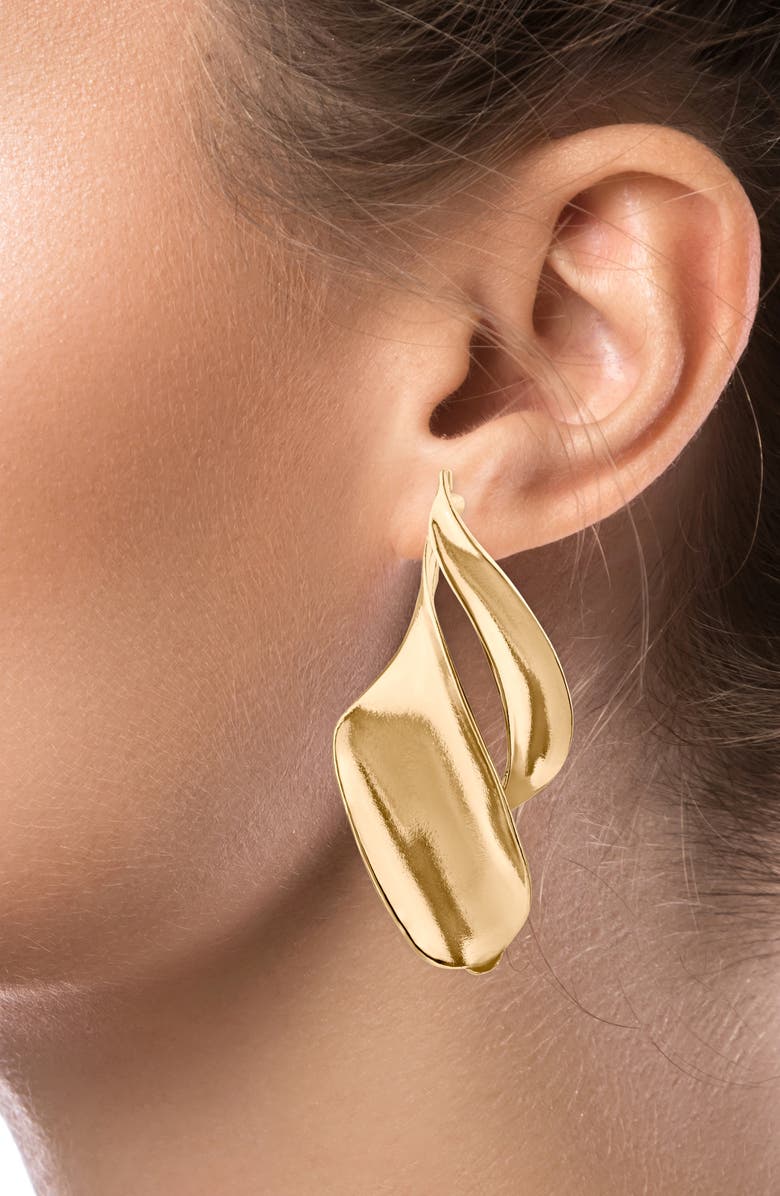 JARDIN Folded Twist Drop Earrings, Alternate, color, Gold