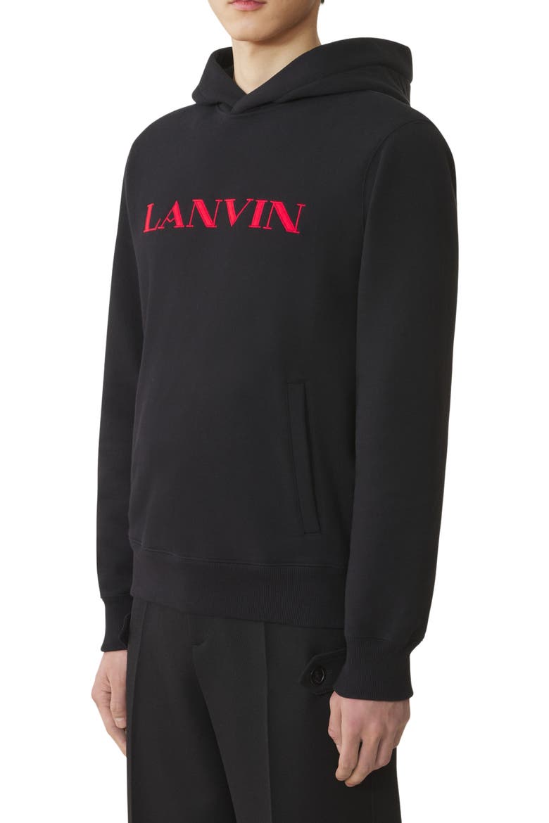 Embroidered Cotton Hoodie, Alternate, color, Black
