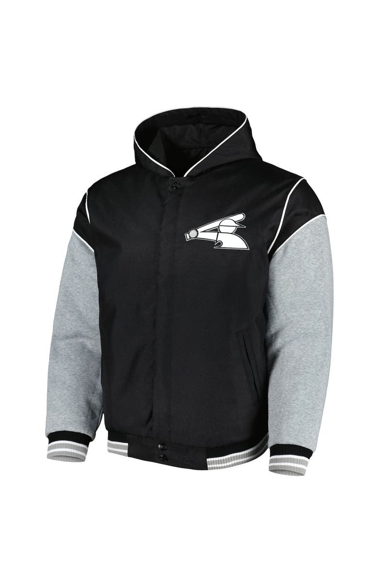 JH DESIGN Men's JH Design Black Chicago White Sox Reversible Fleece Full-Snap Hoodie Jacket, Alternate, color, Black