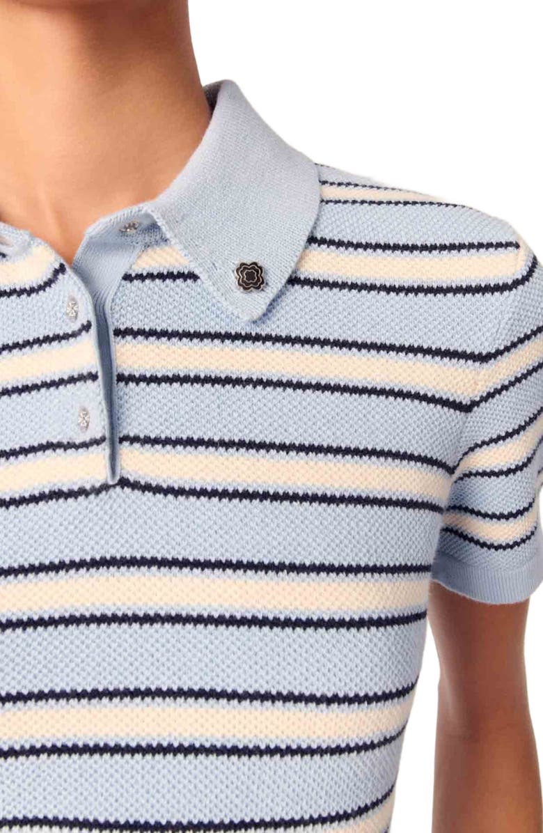 maje Striped knit polo short sleeve shirt, Alternate, color, 