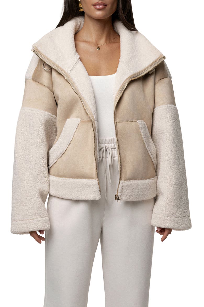 Faux Shearling Coat, Alternate, color, SAND