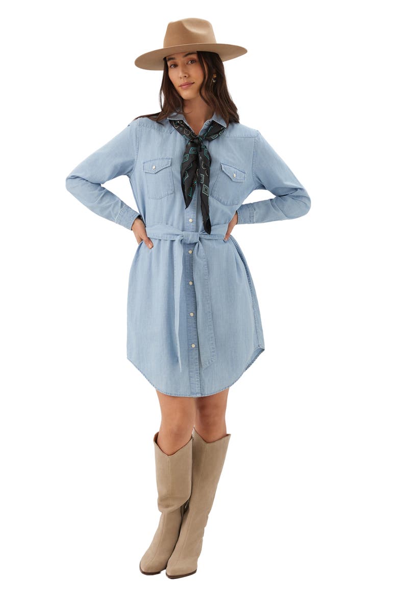 Western Belted Shirtdress, Alternate, color, DENIM
