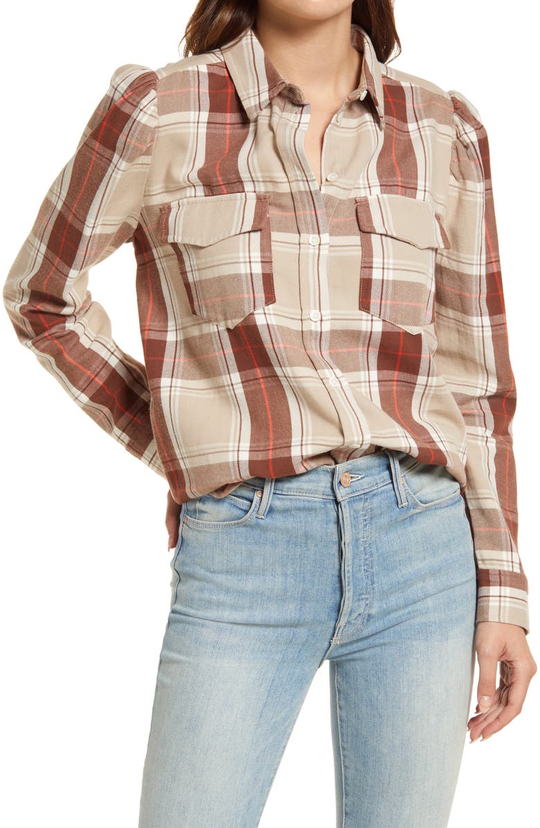 Treasure & Bond Puff Shoulder Button-Up Shirt, Main, color,