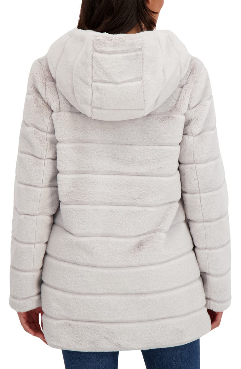 Sebby Hooded Faux Fur Jacket, Alternate, color, Light Grey