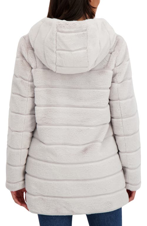 Sebby Hooded Faux Fur Jacket In Gray