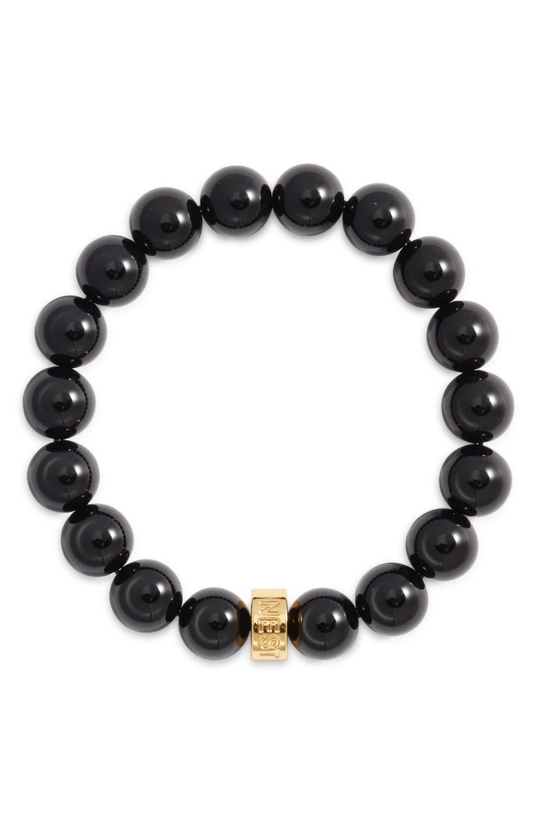 NEST Jewelry Beaded Stretch Bracelet, Main, color, Black