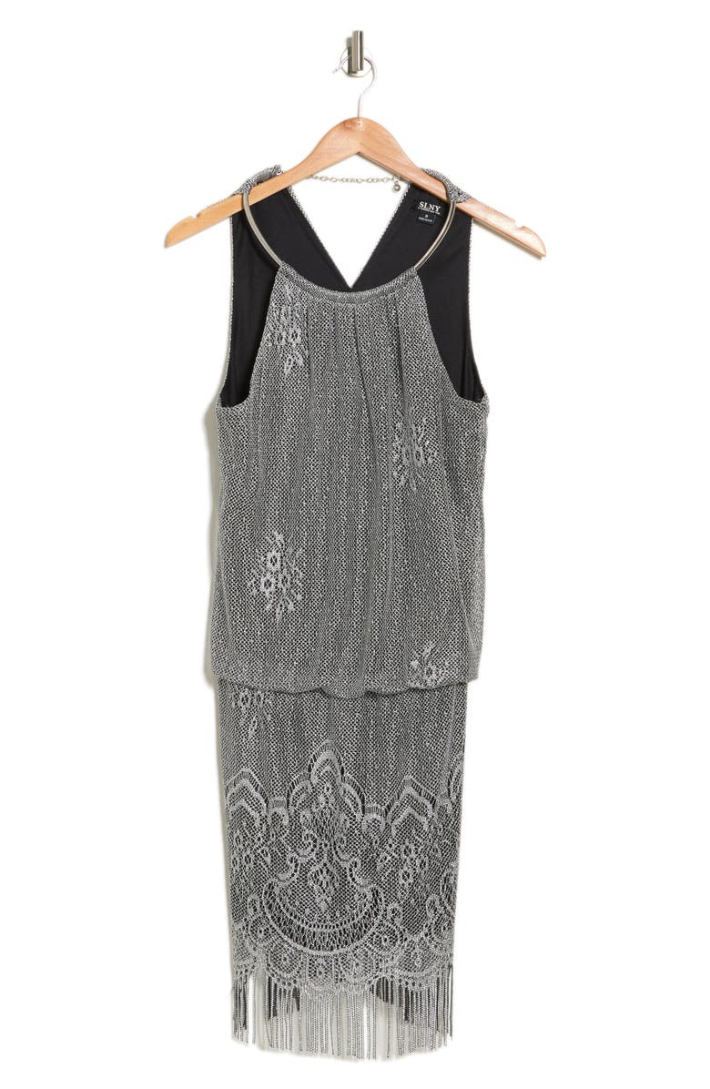 SL FASHIONS Chain Neck Blouson Dress, Alternate, color,