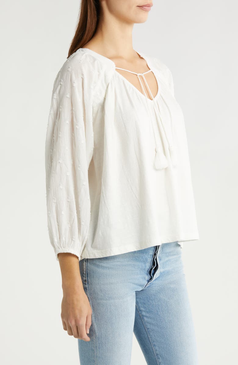 Lucky Brand Long Sleeve Cotton Peasant Top, Alternate, color, 