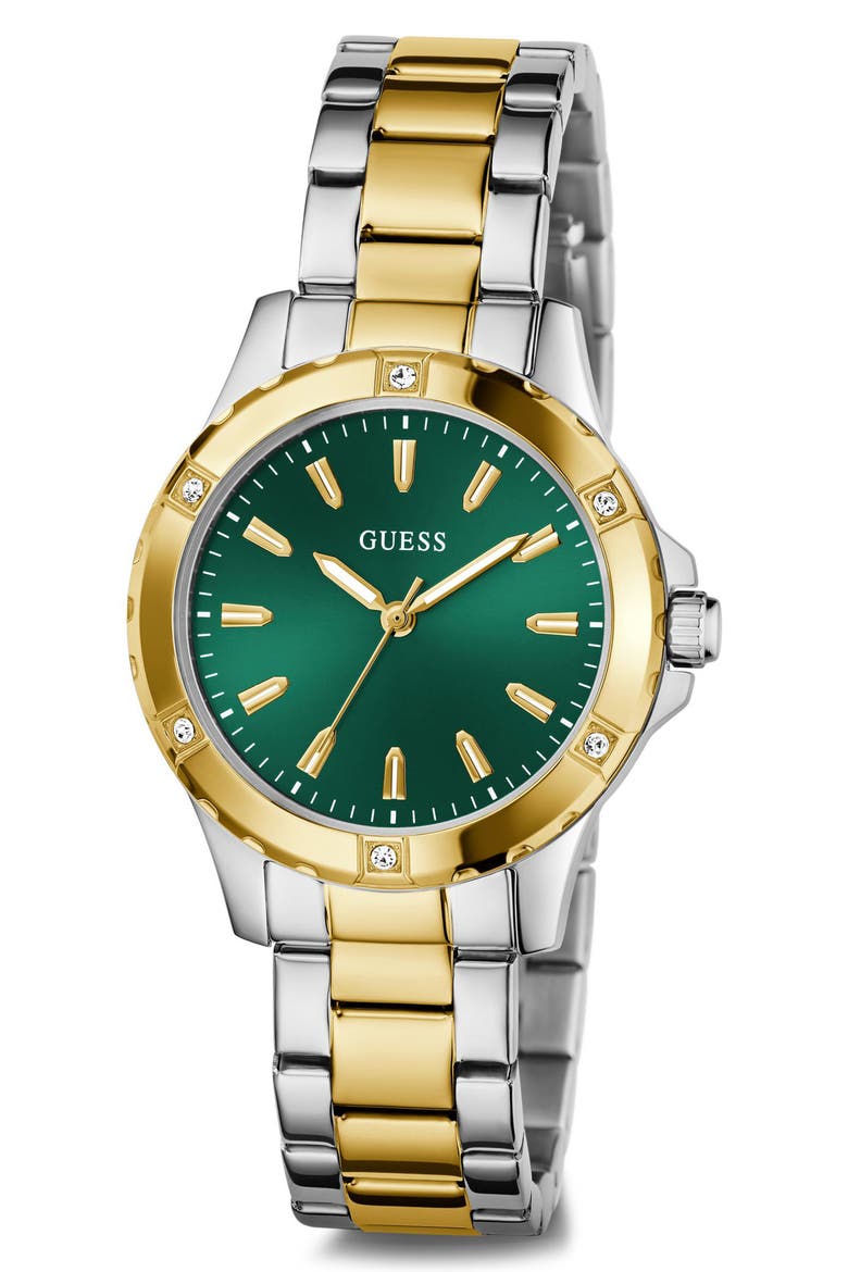 Crystal Bezel Bracelet Watch, 35mm, Alternate, color, GREEN