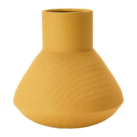Textured Metal Vase, Mustard