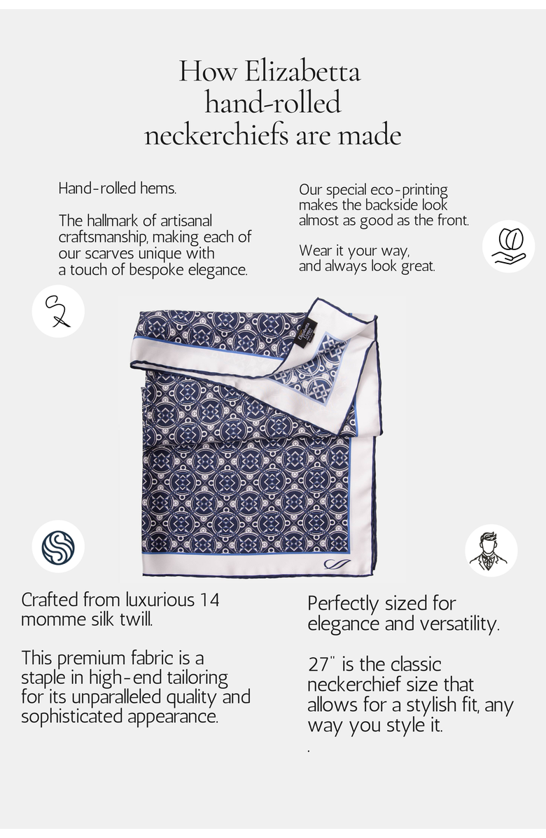 Elizabetta Verona - Hand Rolled Silk Neckerchief for Men, Alternate, color, White And Sand