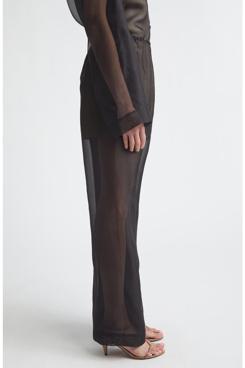Lisse Silk Organza Straight Leg Pants, Alternate, color, BLACK
