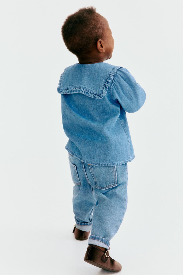 Blouse With Collar, Alternate, color, Denim blue