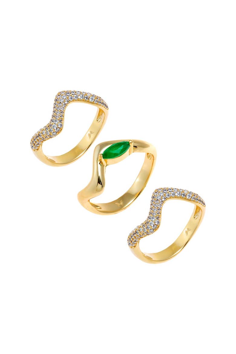 Triple Pave V Ring Combo, Main, color, Gold