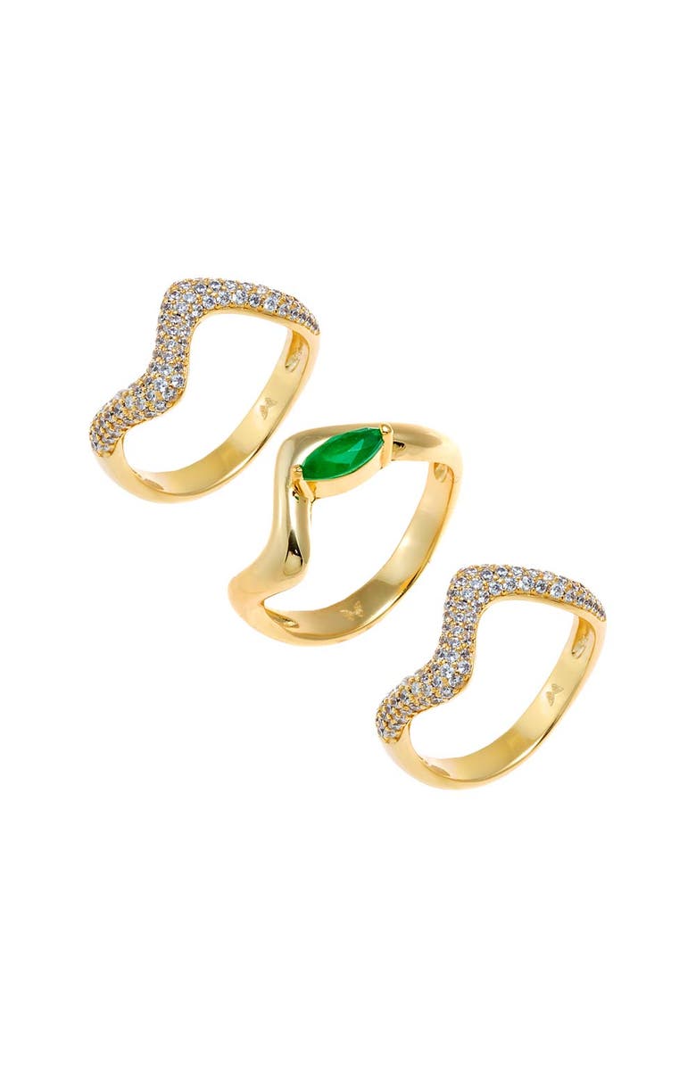 BY ADINA EDEN Triple Pave V Ring Combo, Main, color, Gold