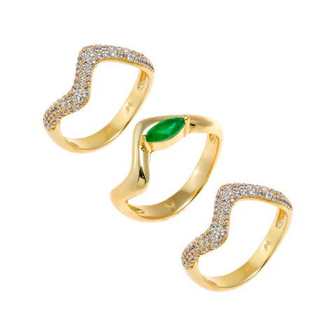Triple Pave V Ring Combo