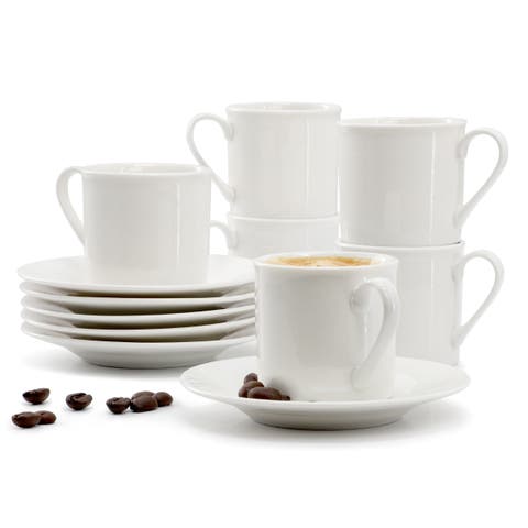 Aspin 12 Piece 2.5 Ounce Porcelain Espresso Cup Set  with Saucers