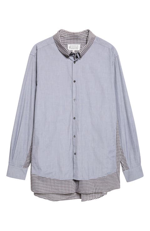 Double Layer Cotton Button-Up Shirt