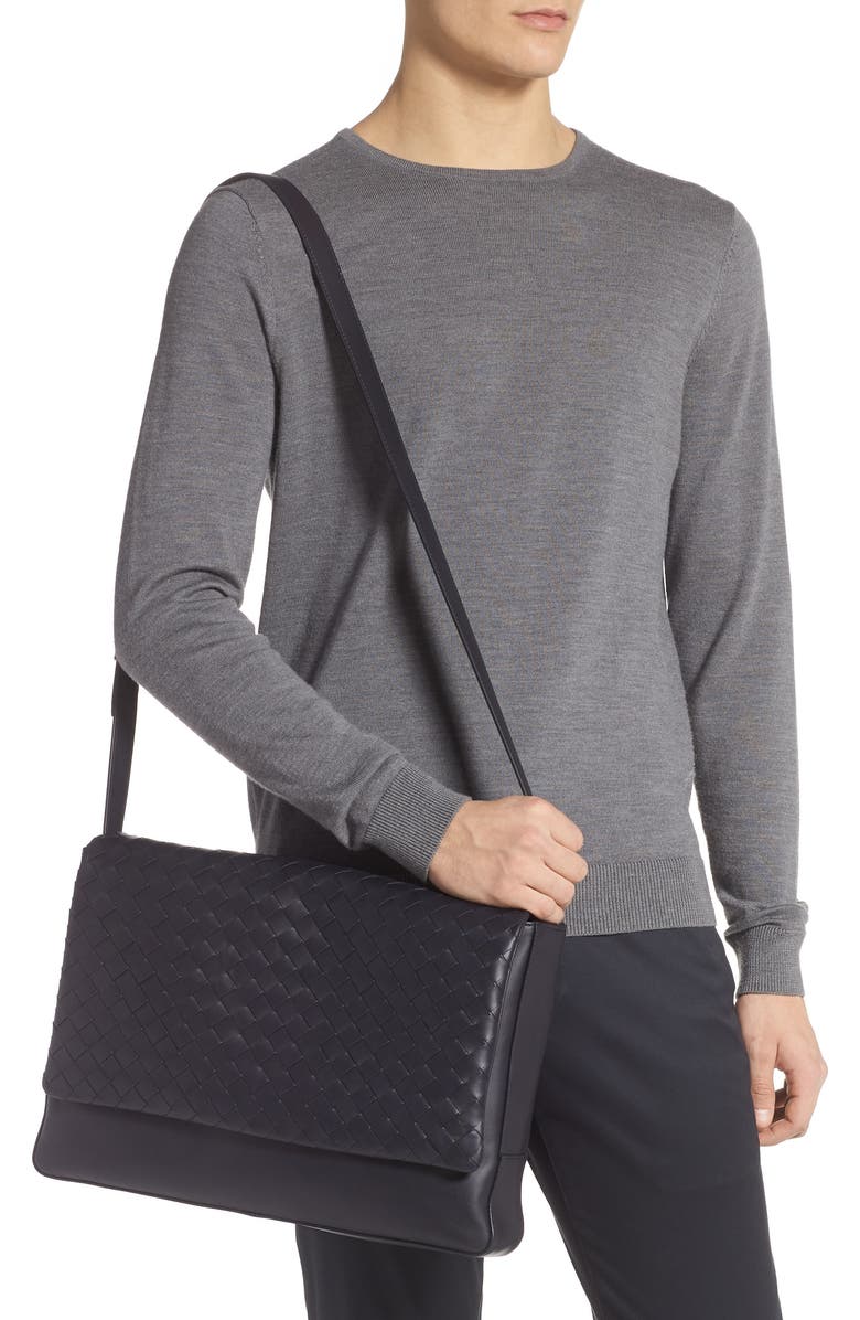 Bottega Veneta Intrecciato Leather Messenger Bag, Alternate, color,