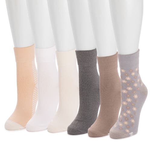 Muk Luks Whisper Soft Crew Socks 6 Pair Pack In Multi