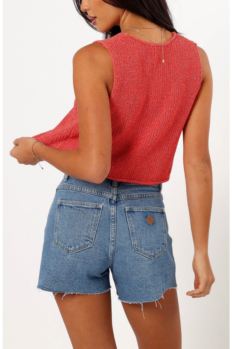 Kendall Tie Front Sleeveless Knit Top, Alternate, color, RED