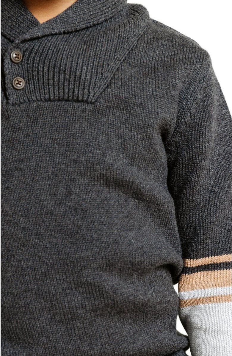 Hope & Henry Baby Boys' Organic Shawl Collar Sweater, Infant, Alternate, color, Charcoal Heather Stripes