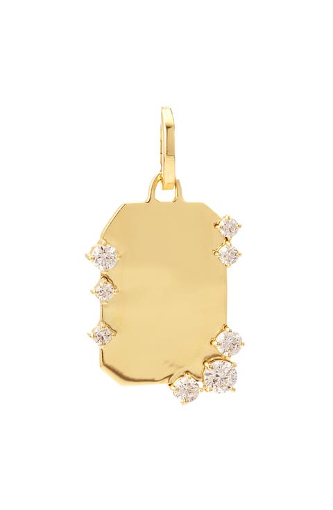 Lab Grown Diamond Dog Tag Charm