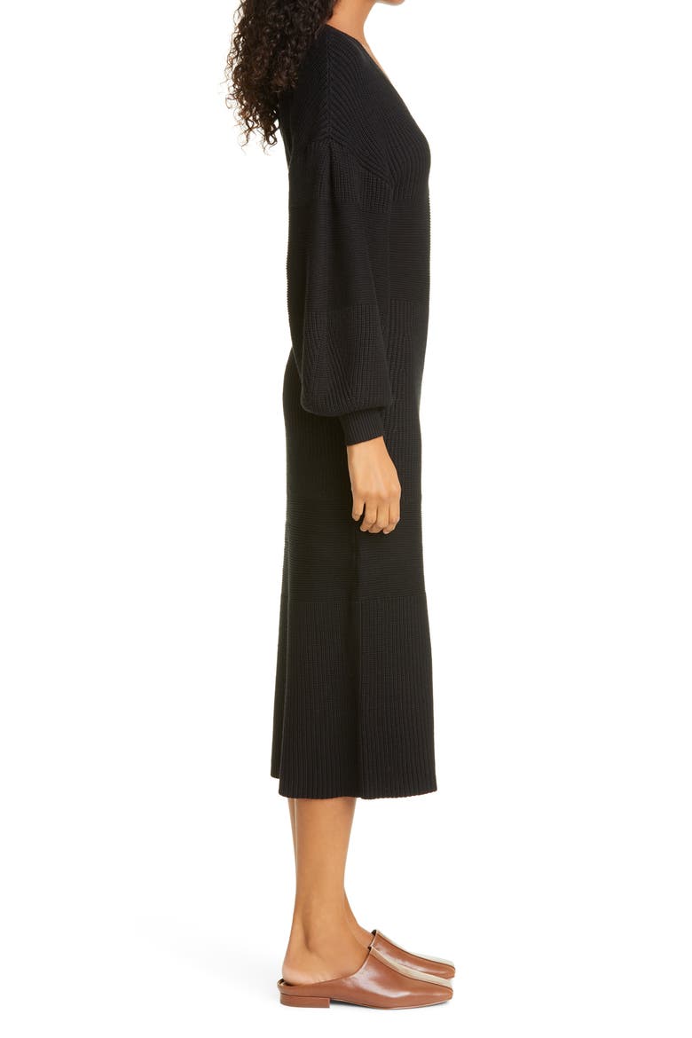 Carnation Midi Sweater Dress, Alternate, color, BLACK