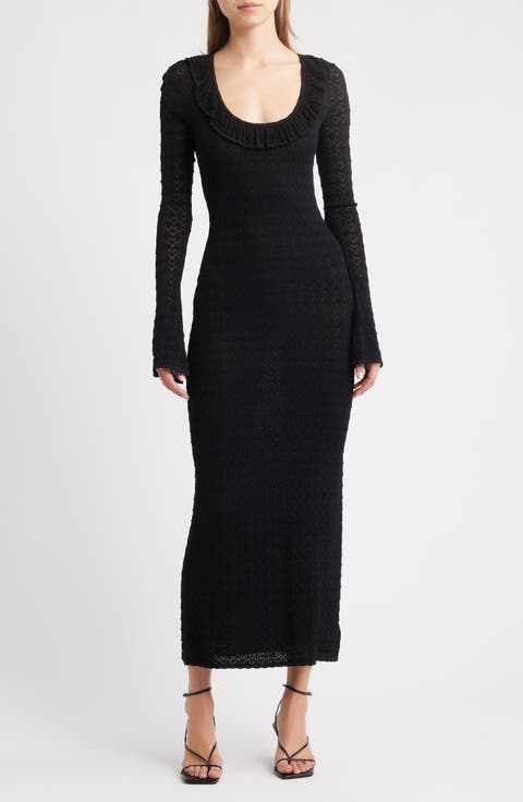 Tawnie Ruffle Pointelle Long Sleeve Maxi Dress