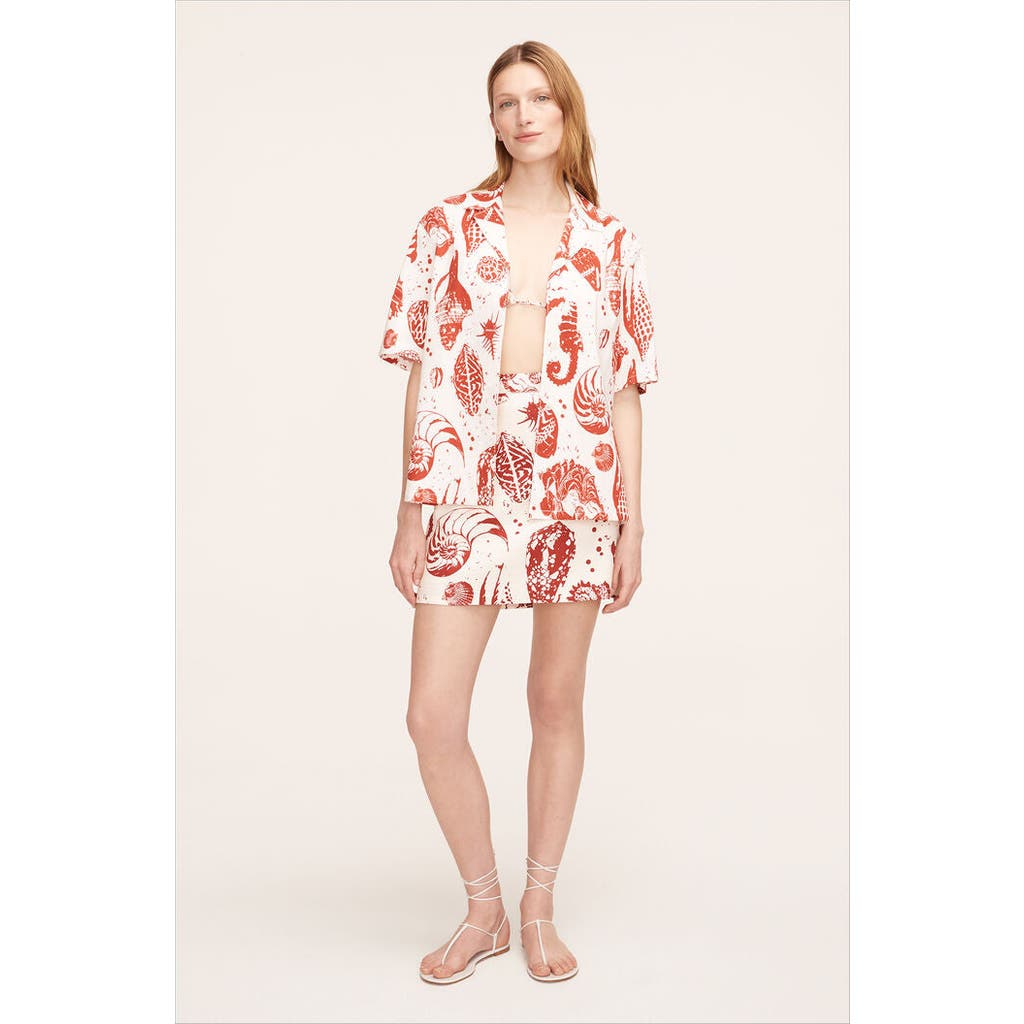 Rebecca Taylor Sea Shore Cabana Shirt In Print Red Clay Combo