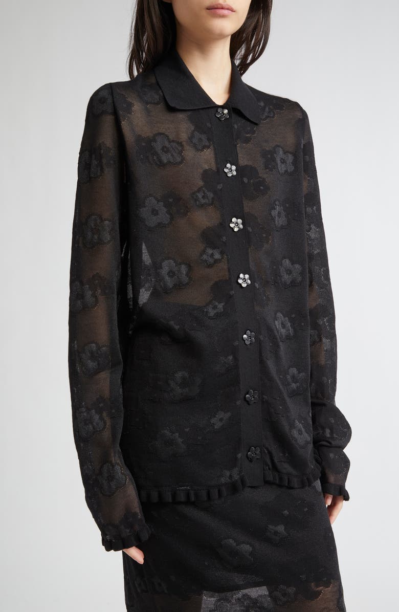 Cecilie Bahnsen Petra Oversize Sheer Jacquard Cardigan, Alternate, color, 