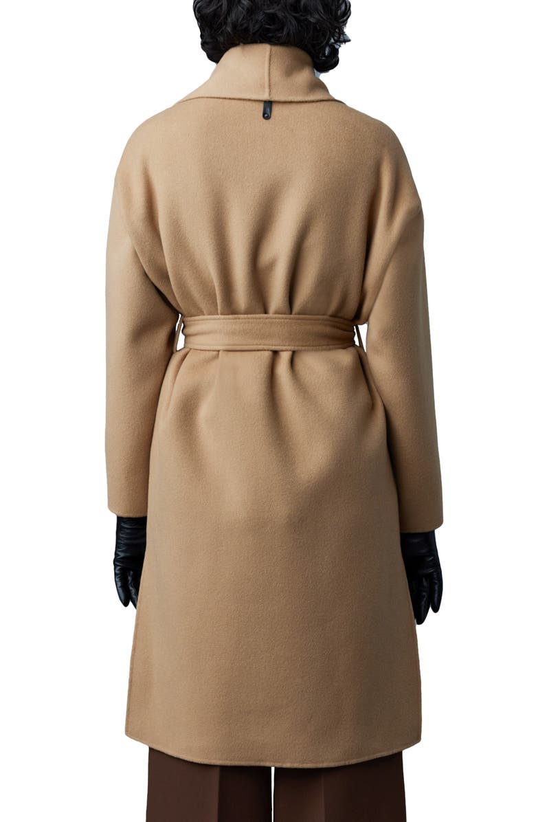Mackage Thalia Double Face Tie Waist Wool Coat, Alternate, color, Tan