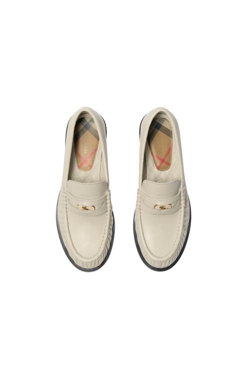Burberry Cadet Grained Calf Leather Penny Loafers In Neutral