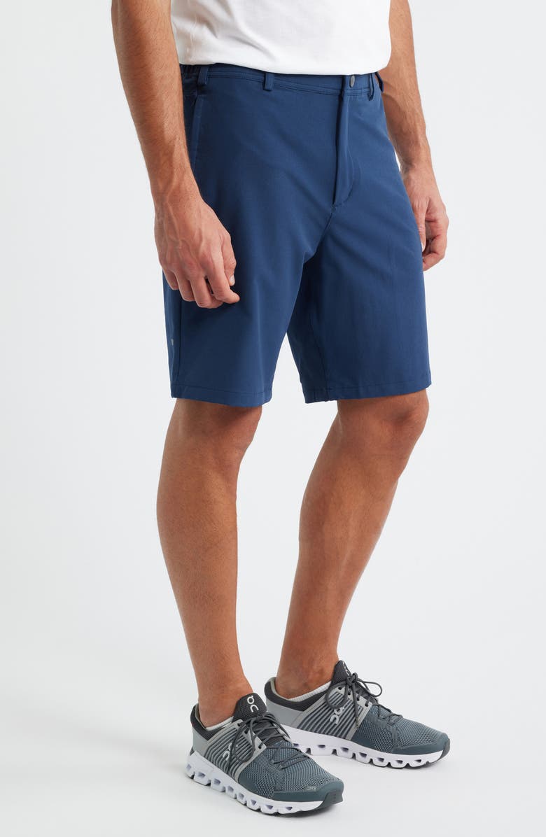 Mack Weldon Radius Flex Water Resistant Flat Front Shorts, Alternate, color, True Navy