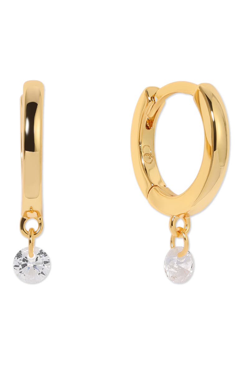 Dew You Huggie Hoop Earrings, Main, color, GOLD