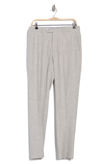 Tommy Hilfiger Flat Front Linen Blend Pants In Light Grey