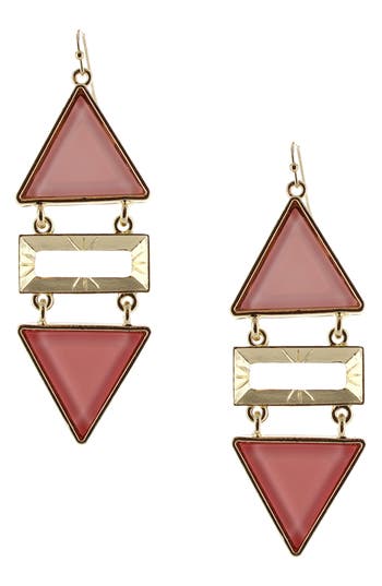 Olivia Welles Pointy Pastel Drop Earrings In Gold/peach