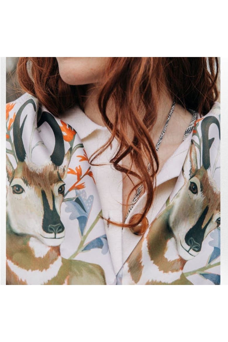 100% Silk Scarf San Luis - Landscape Wildlife Floral, Alternate, color, 35 x 35"