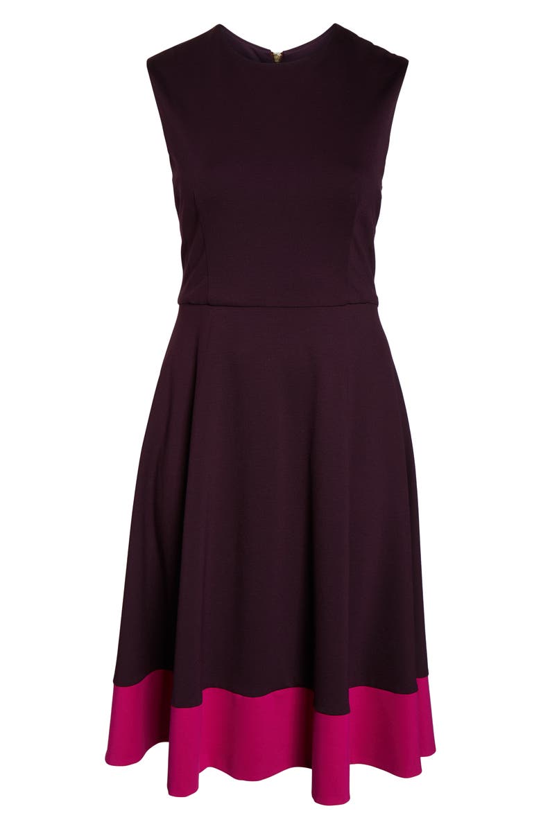 Eliza J Contrast Hem Sleeveless Fit & Flare Midi Dress, Alternate, color, 