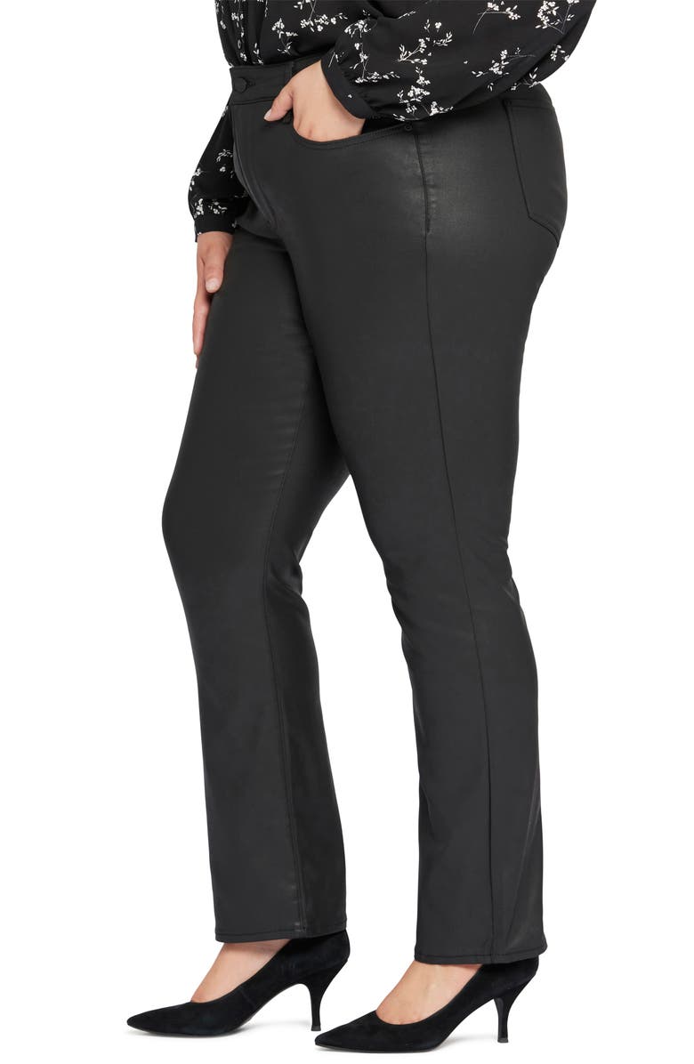 NYDJ Marilyn Straight Leg Jeans, Alternate, color, Black Coated