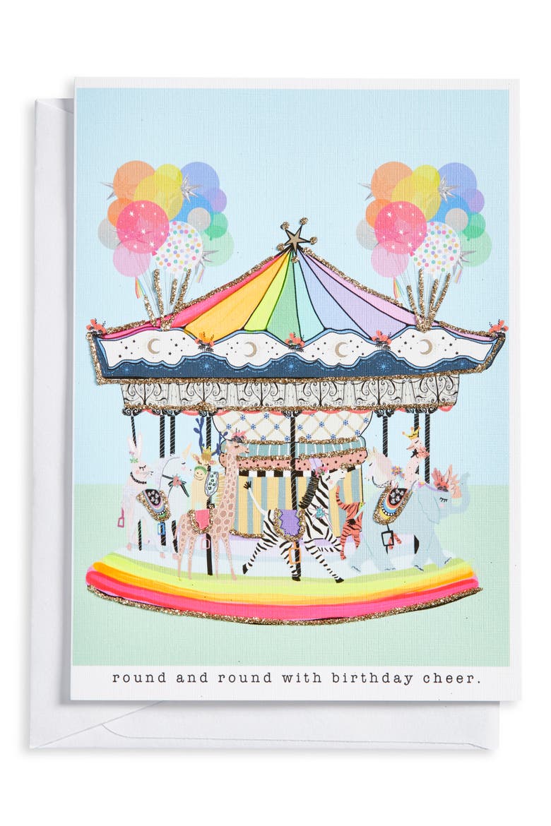 Birthday Cheer Greeting Card, Main, color, BLUE RAINBOW