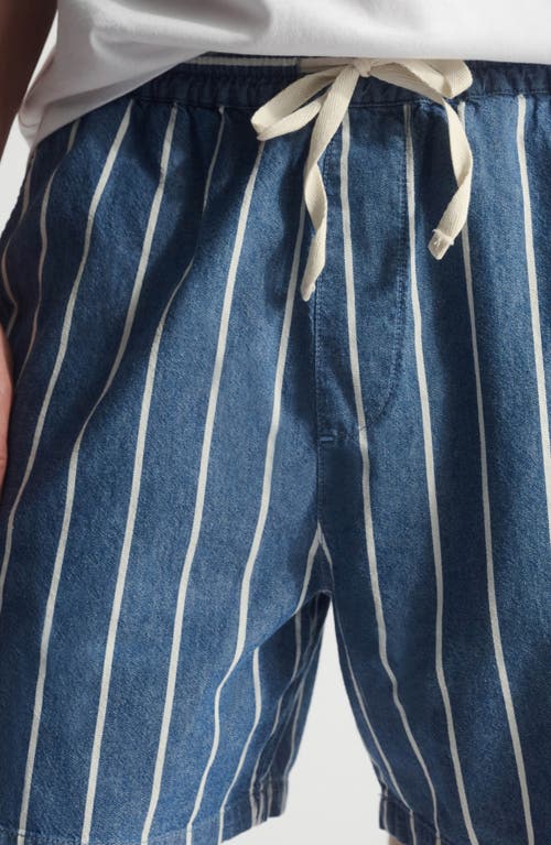 Brooklyn Industries Stripe Pull-on Loose Fit Shorts In Blue