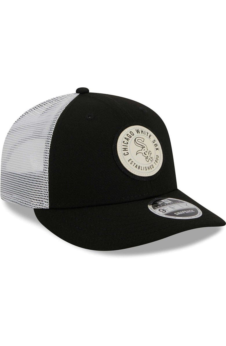 New Era Men's New Era Black Chicago White Sox Circle Trucker Low Profile 9FIFTY Snapback Hat, Alternate, color, Black