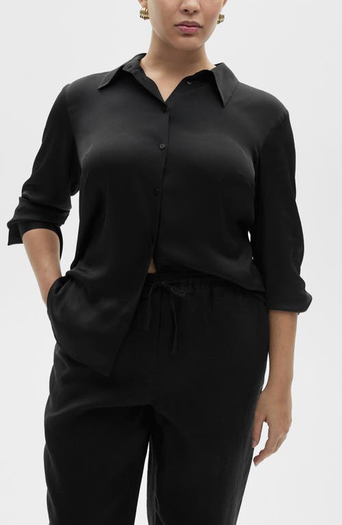 Shop Mango Linen Drawstring Pants In Black