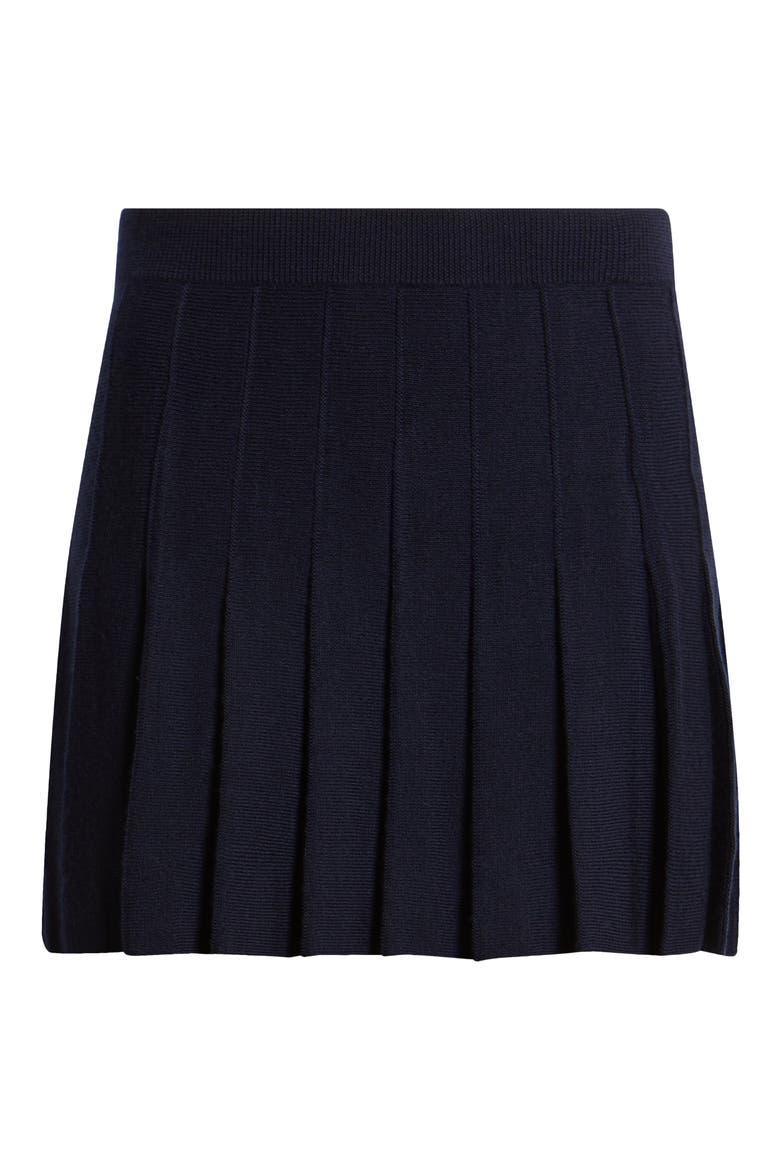 Mina Regenerative Merino Wool Pleated Skirt, Alternate, color, NAVY