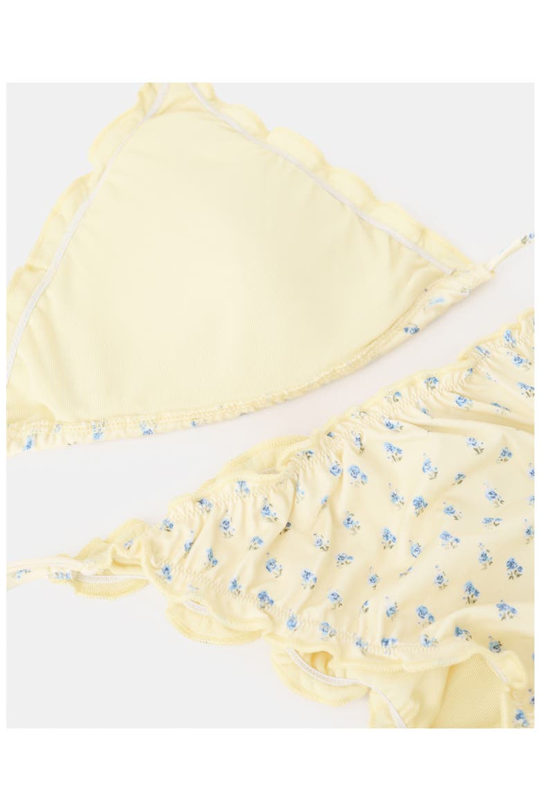 Floral Print Triangle Bikini Top, Alternate, color, PASTEL YELLOW