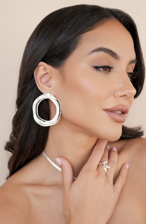 Ettika Open Circle Drop Earrings In Silver