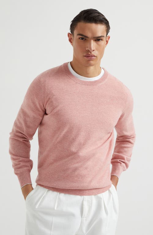 Brunello Cucinelli Pink Crewneck Sweater In Pink Grapefruit